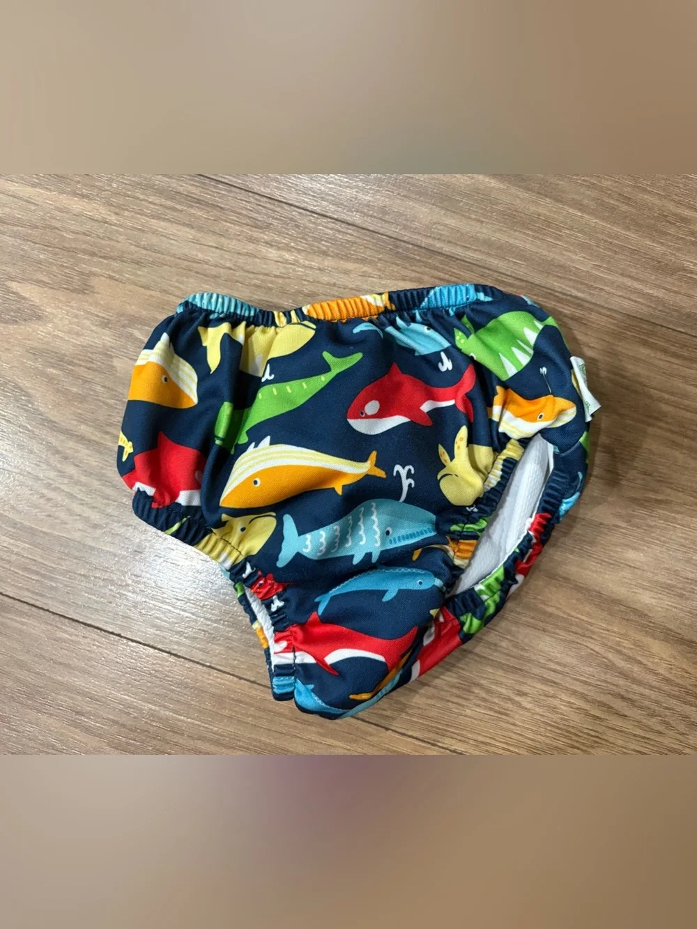 Navy Ocean Swim Diaper Cover with Multicolor Fish Print